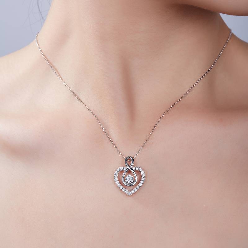 圆形主石无限的爱PendantS925银Moissanite厘石D级1.0ct